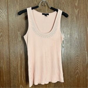 Express Women's Tank Top Pink Large Sleeveless Scoop Neck Collar Detailin‎